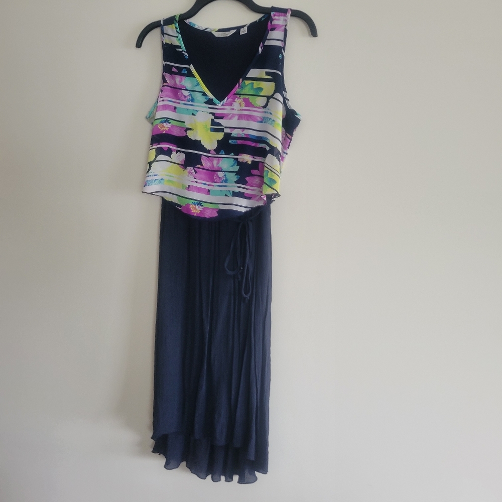 EUC Cute Mlle Gabrielle Size-S Navy Blue and Floral dress